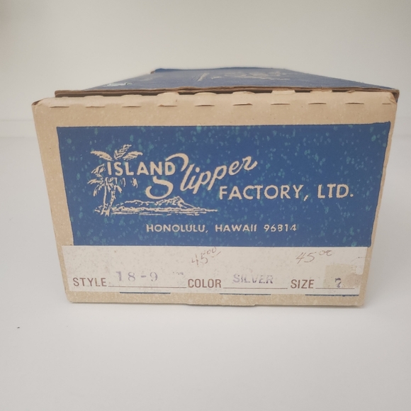 Vintage 1960s Island Slipper Wood Heel Sandals Silver Clear - Picture 6 of 6